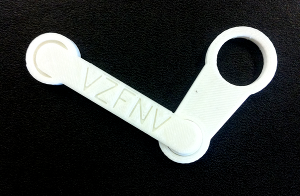 Prototype: A 3d printed Steam logo with code on